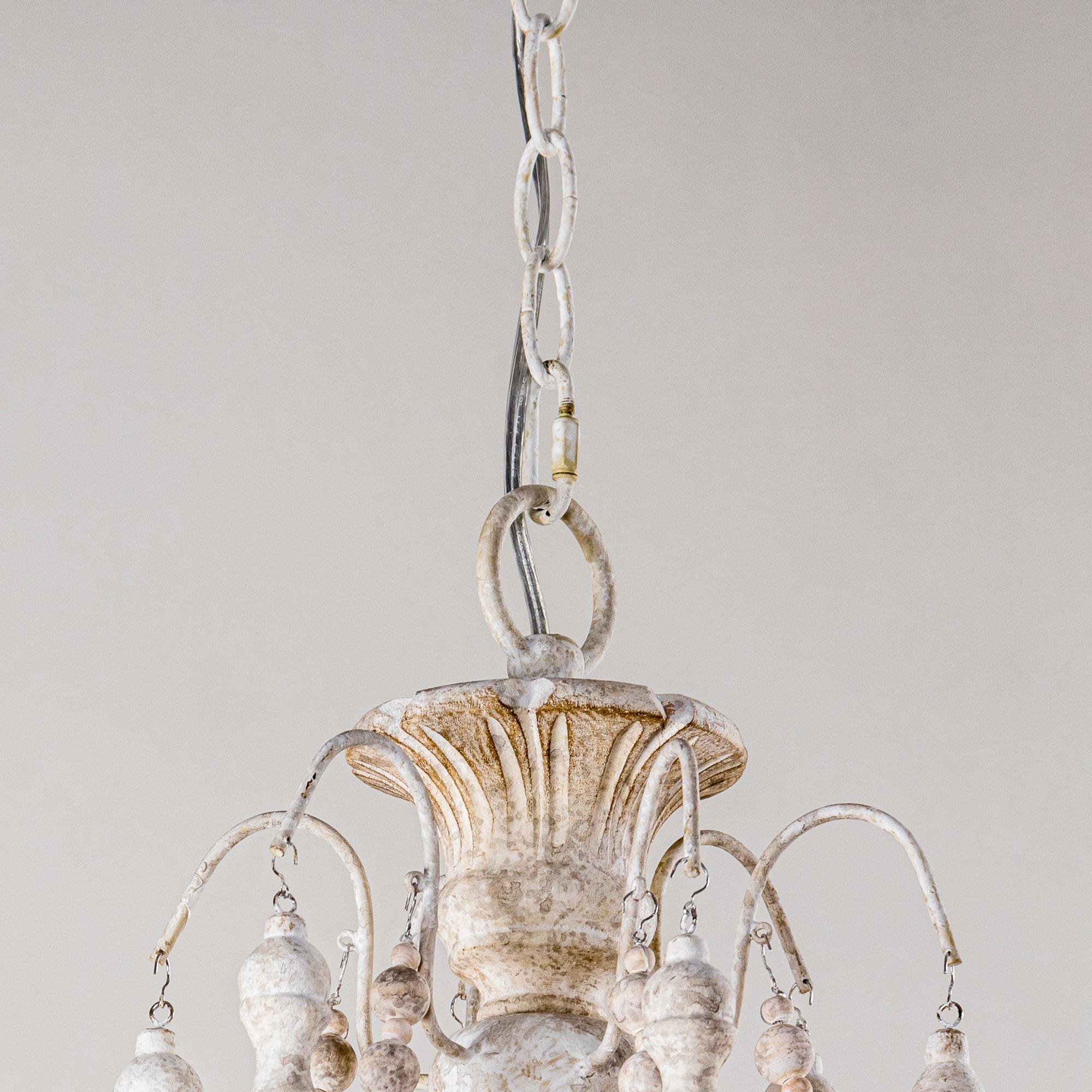 Billiter 6-Light Wood and White Chandelier - Modern Farmhouse Ceiling Light Fixture for Dining Room, Living Room & Bedroom