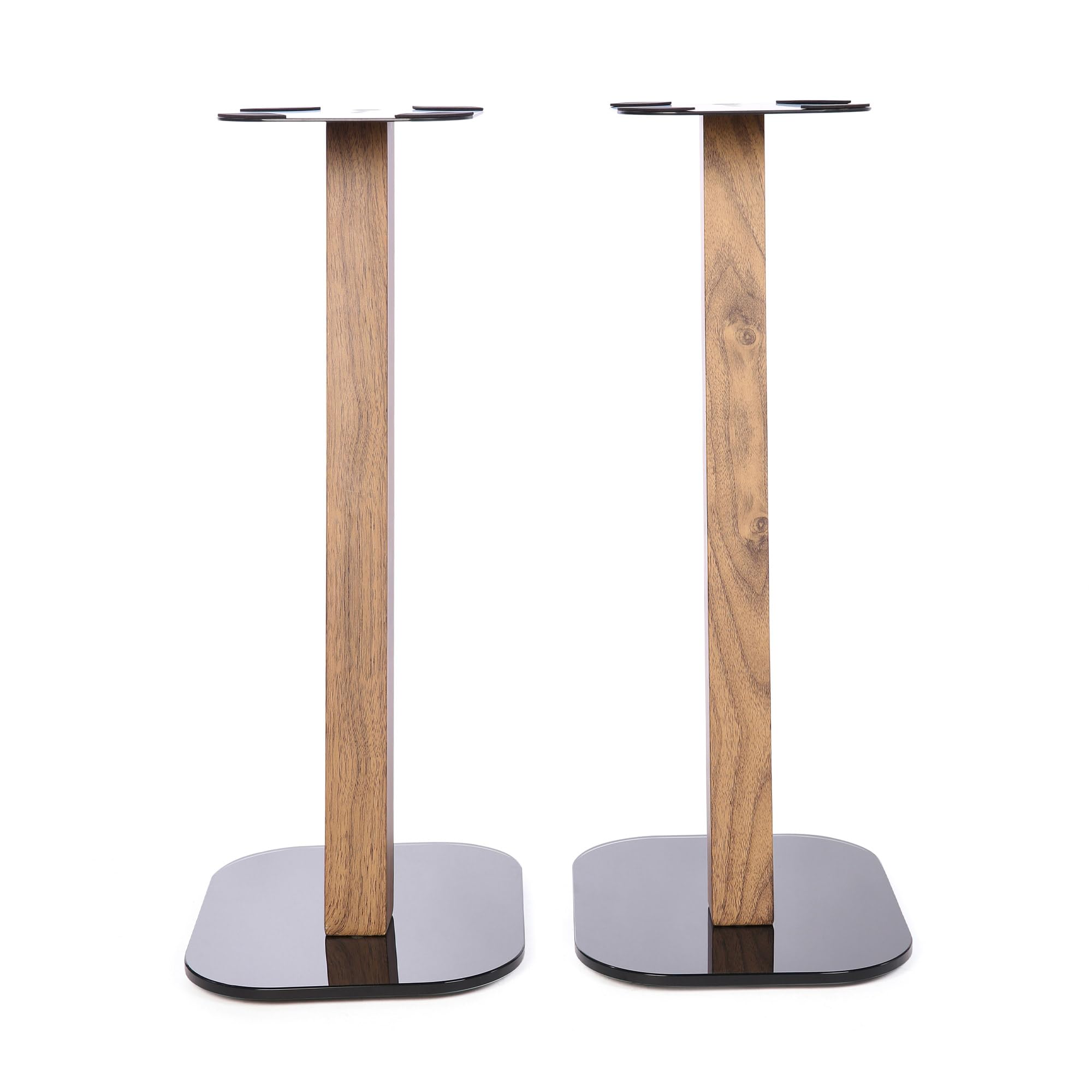 EXIMUS 610 Series Universal Speaker Floor Stands - Adjustable Height, Oak Finish - Perfect for Home Theater, Studio Monitors & Bookshelf Speakers