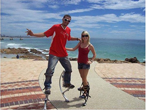 Skyrunner Adult Kangaroo Shoes - Jumping Stilts for Fitness & Exercise (200-242lbs/90-110kg) - Bouncing Shoes for Trampoline, Parkour & Outdoor Workouts (Silver)