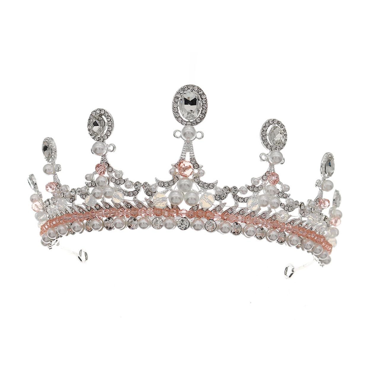 FOMIYES Baroque Crown Rhinestone Tiara - Vintage Bridal Wedding Hair Accessory with Pearls & Crystals for Prom, Banquet, Bride Headpiece - Perfect for Weddings, Pageants & Special Occasions
