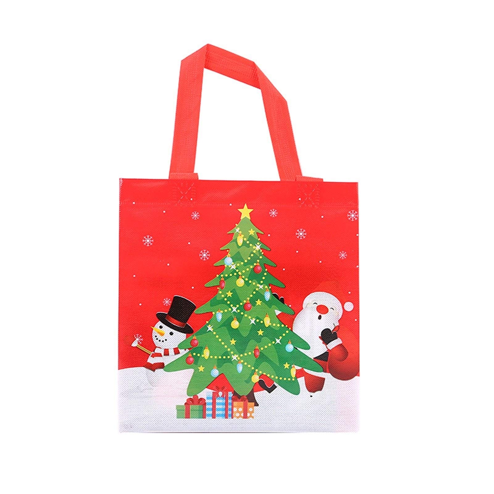 WBF Christmas Gift Bags for Kids - Snowman Printed Laminated Tote Bags for Candy, Small Gifts & Holiday Wrapping | Perfect for Christmas Parties, Stocking Stuffers & Festive Gift Giving