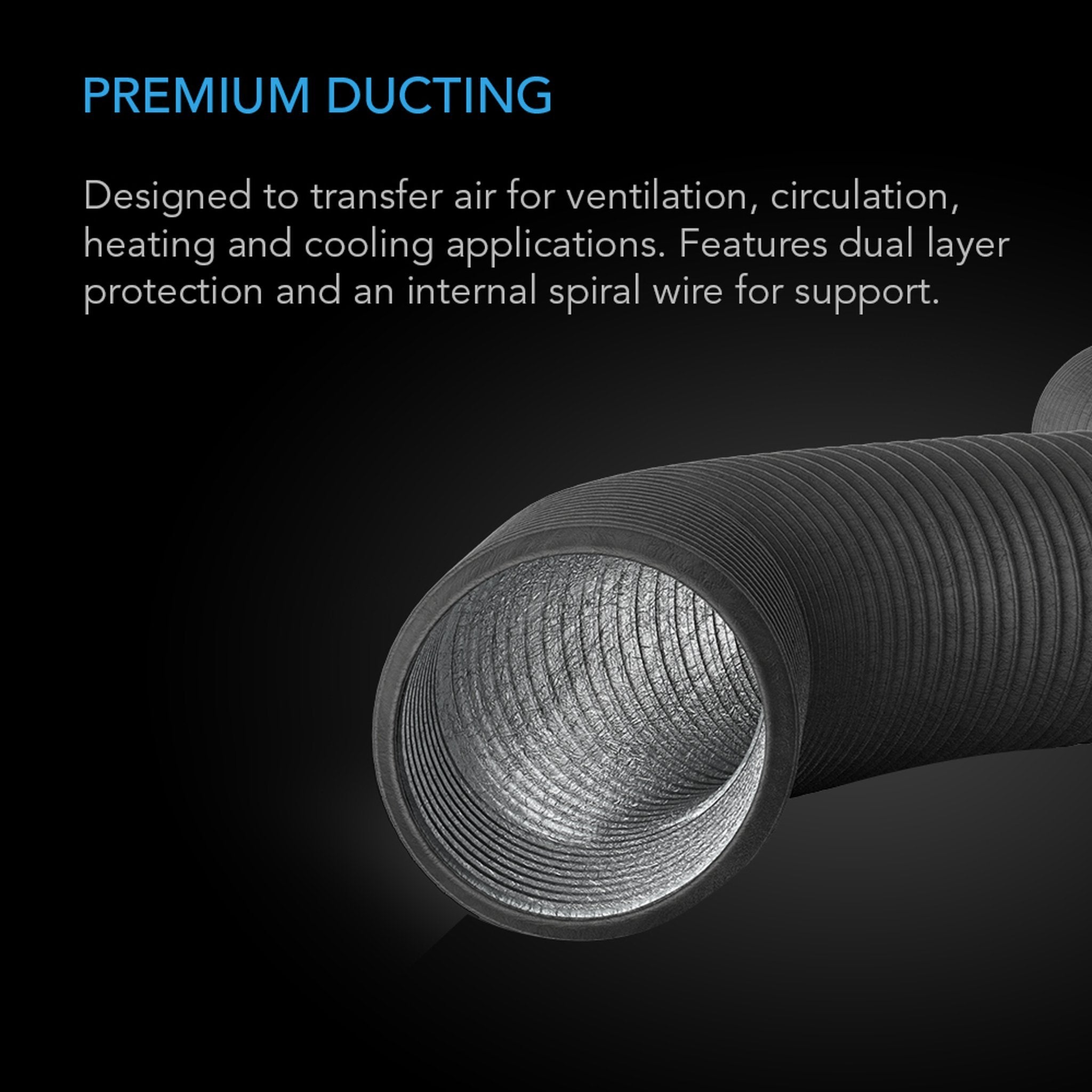 AC Infinity Flexible 4-Layer Ducting - 25 FT (7.6m) Length, 12 Inch (300mm) Diameter - Ideal for HVAC, Grow Tents & Ventilation Systems