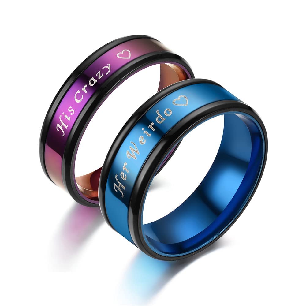 8MM Titanium Steel Promise Ring for Couples - His & Hers Matching Wedding Bands - Stainless Steel Anniversary Rings (Sizes 5-13) - Perfect for Engagements, Anniversaries & Romantic Gifts