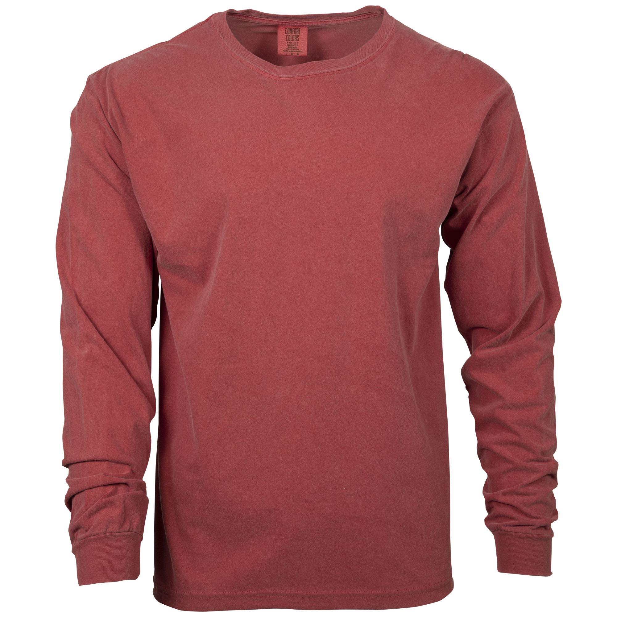Comfort Colors Heavyweight Long Sleeve T-Shirt for Men - Soft Cotton Crewneck Tee, Relaxed Fit, Size M, Crimson Red - Perfect for Casual Wear, Work & Outdoor Activities
