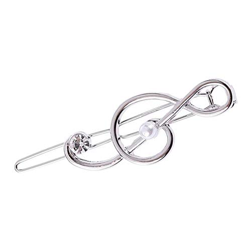 Dainty Hairpin Clip - Alloy Music Note Snap Clamp for Women, Silver Hair Accessory (4.5x1.7cm) - Perfect for Concerts, Parties & Everyday Elegance