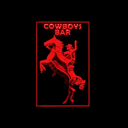 Vintage Cowboy Bar LED Neon Sign - Legendary Beer Display Light for Western Themed Home Decor, Man Cave, and Pub Wall Art
