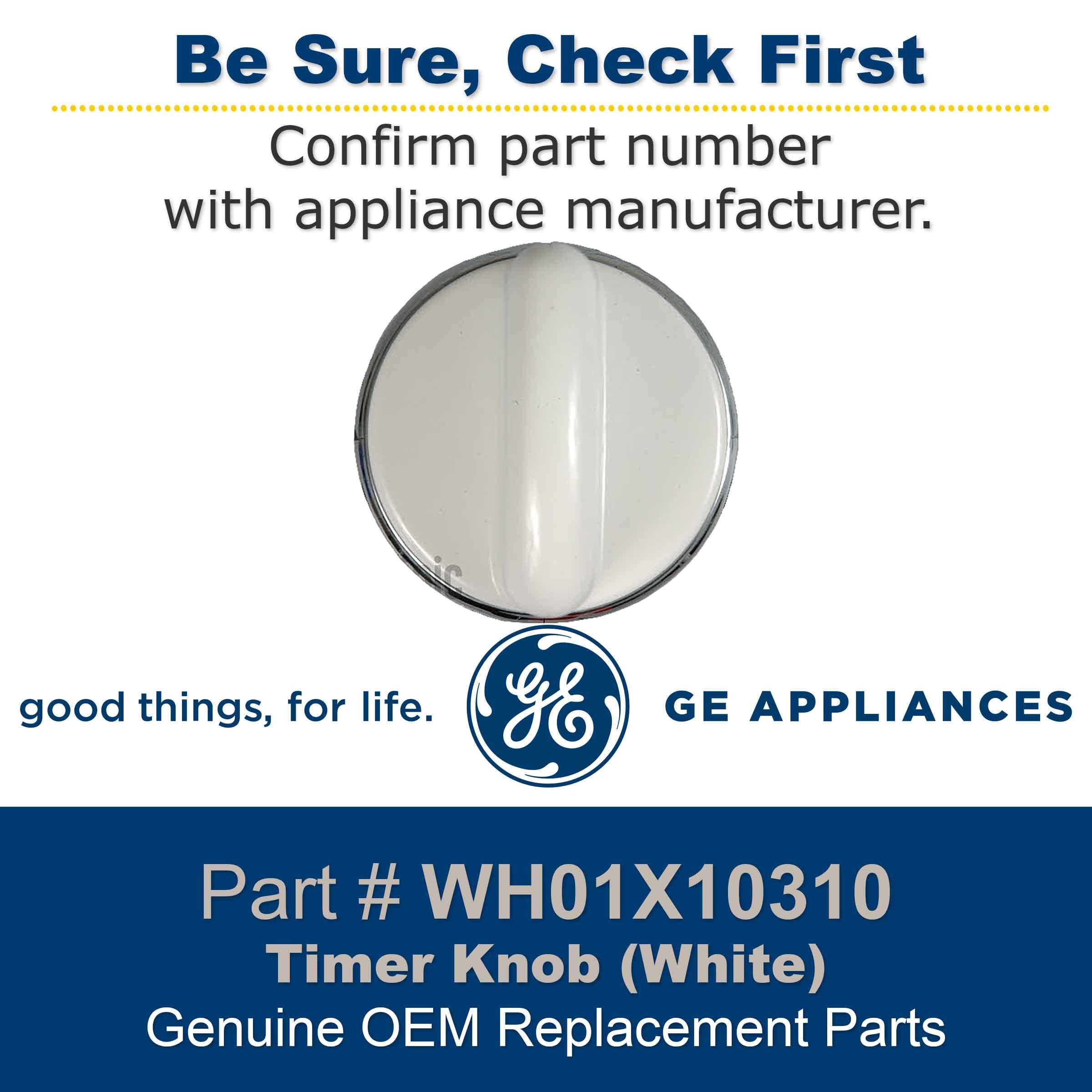 GE WH01X10310 Genuine OEM Timer Knob (White) Replacement Part for GE Washing Machines - Perfect for Repairing GE Top Load Washers & Laundry Appliances