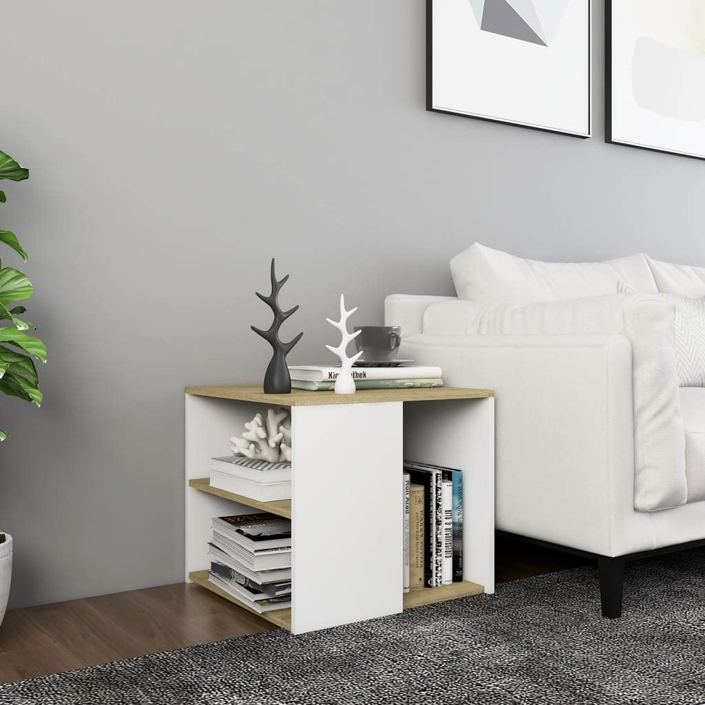 Modern Square Side Table with 3 Storage Shelves - 20