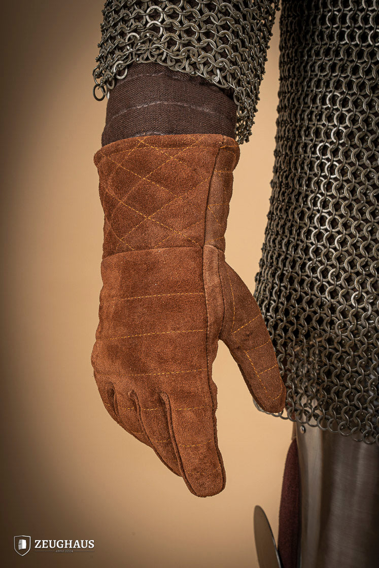 Premium Brown Suede Gauntlet Gloves - Soft & Durable for Motorcycle Riding, Winter Fashion & Outdoor Activities