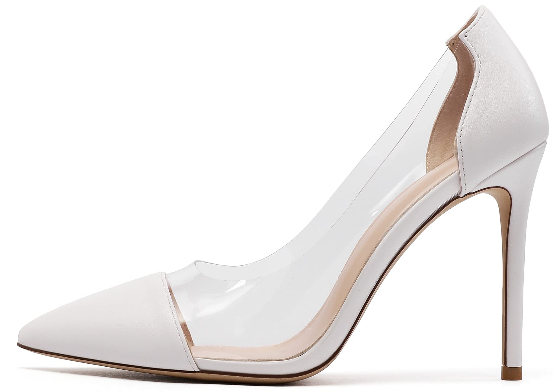 SAMMITOP Women's Clear PVC Pointed Toe Stiletto Heels - 4 Inch High Heel Pumps for Wedding, Party & Evening Dress Shoes | Summer Fashion, Prom, Cocktail & Formal Occasions