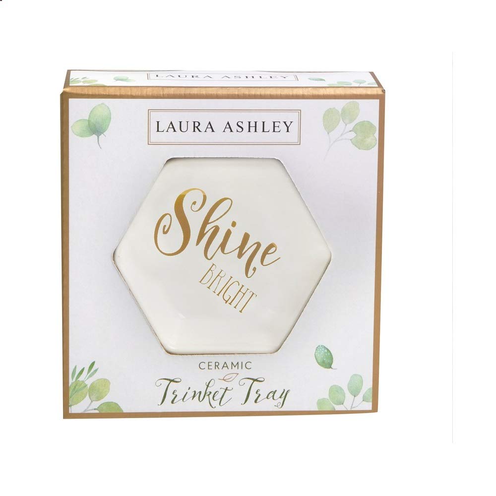Laura Ashley Lifestyles Shine Bright Trinket Tray - Elegant Jewelry Organizer for Rings, Earrings & Necklaces | Perfect for Vanity, Dresser & Bathroom Decor