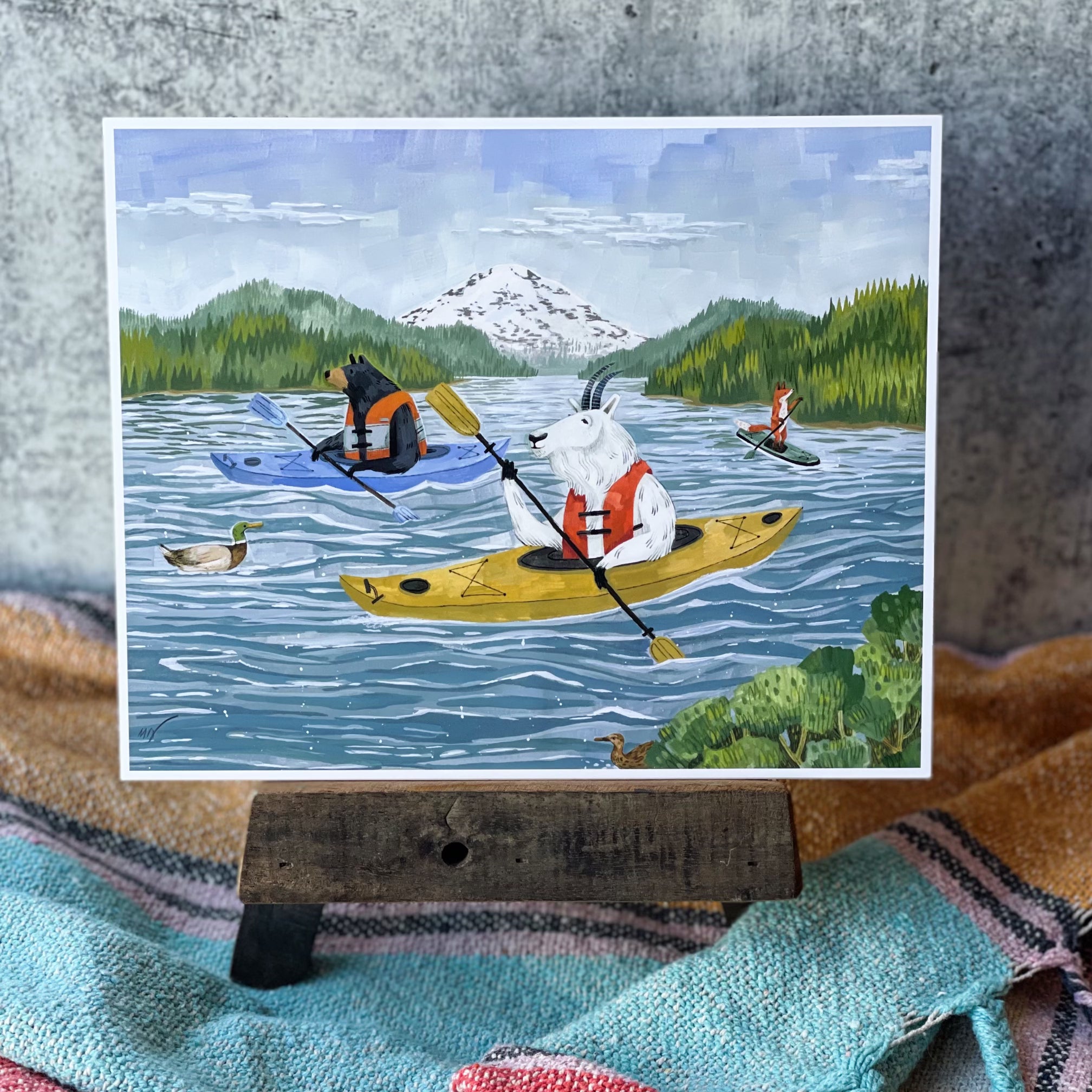Premium Kayak Lake Print Wall Art - Stunning Watercolor Painting for Home & Office Decor - Perfect for Living Room, Bedroom, or Lake House