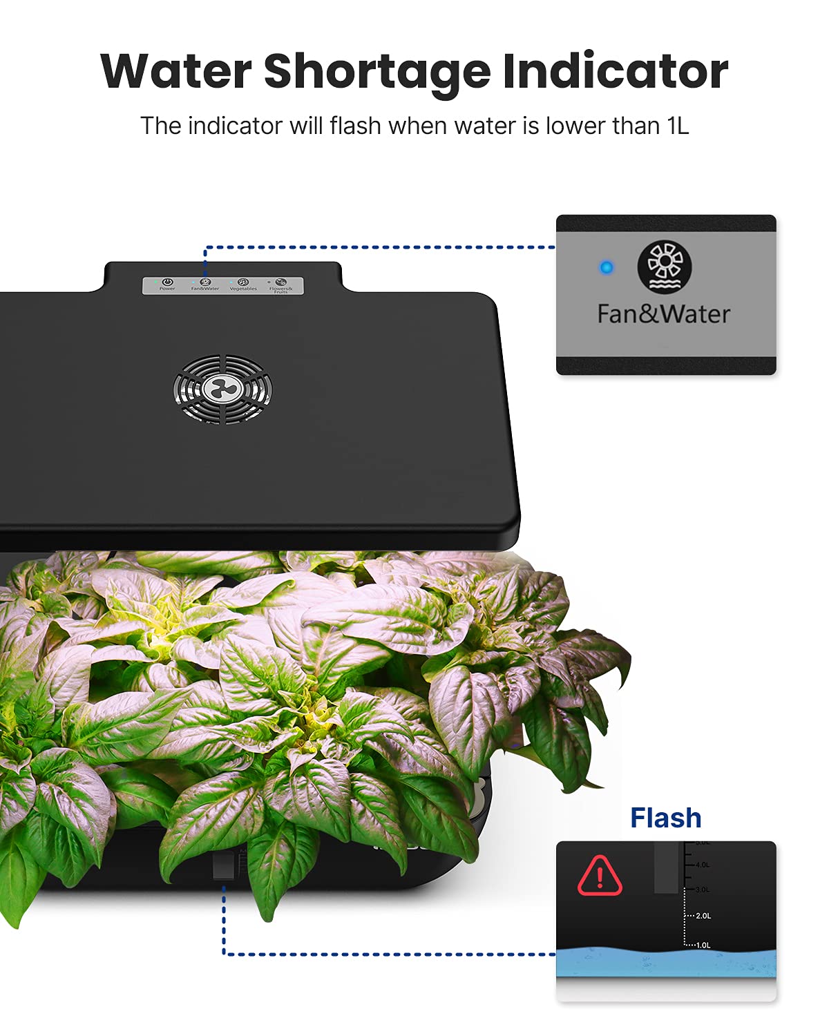 iDOO 12-Pod Hydroponics Growing System Kit with WiFi & LED Grow Light - Indoor Herb Garden for Home, Built-in Fan, Auto Timer, 6.5L Large Tank - Perfect for Kitchen, Office, or as Christmas Gifts for Women & Mom (Black)
