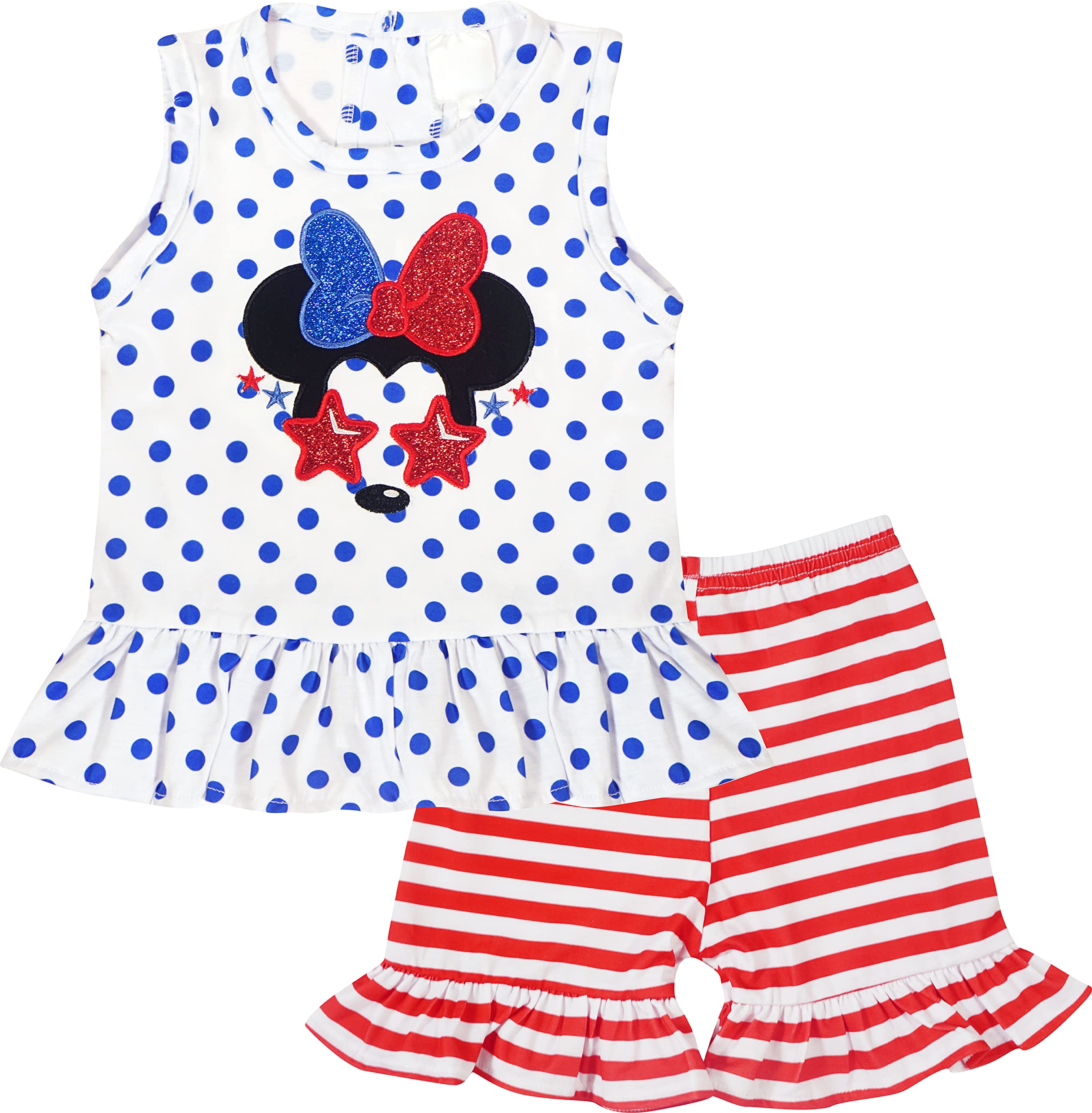 Stylish Mouse Cartoon Character Summer Top & Capris Outfit Set for Little Girls - Cute Boutique Toddler Clothes for Playdates & Outdoor Adventures