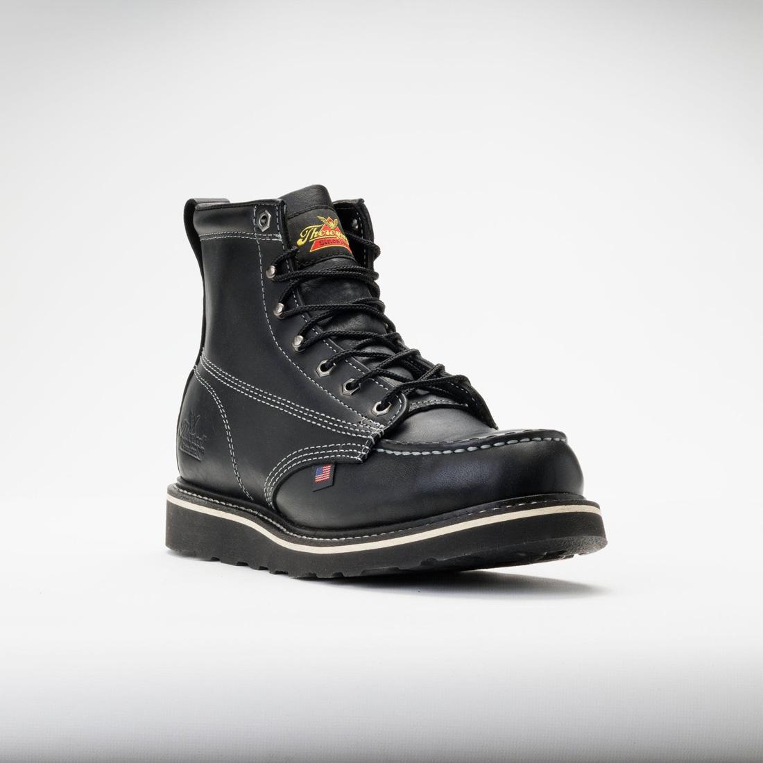 Midnight Series 6 Moc Toe Boots for Men - Black Leather Work Boots with Slip-Resistant Sole | Perfect for Construction, Hiking & Outdoor Activities