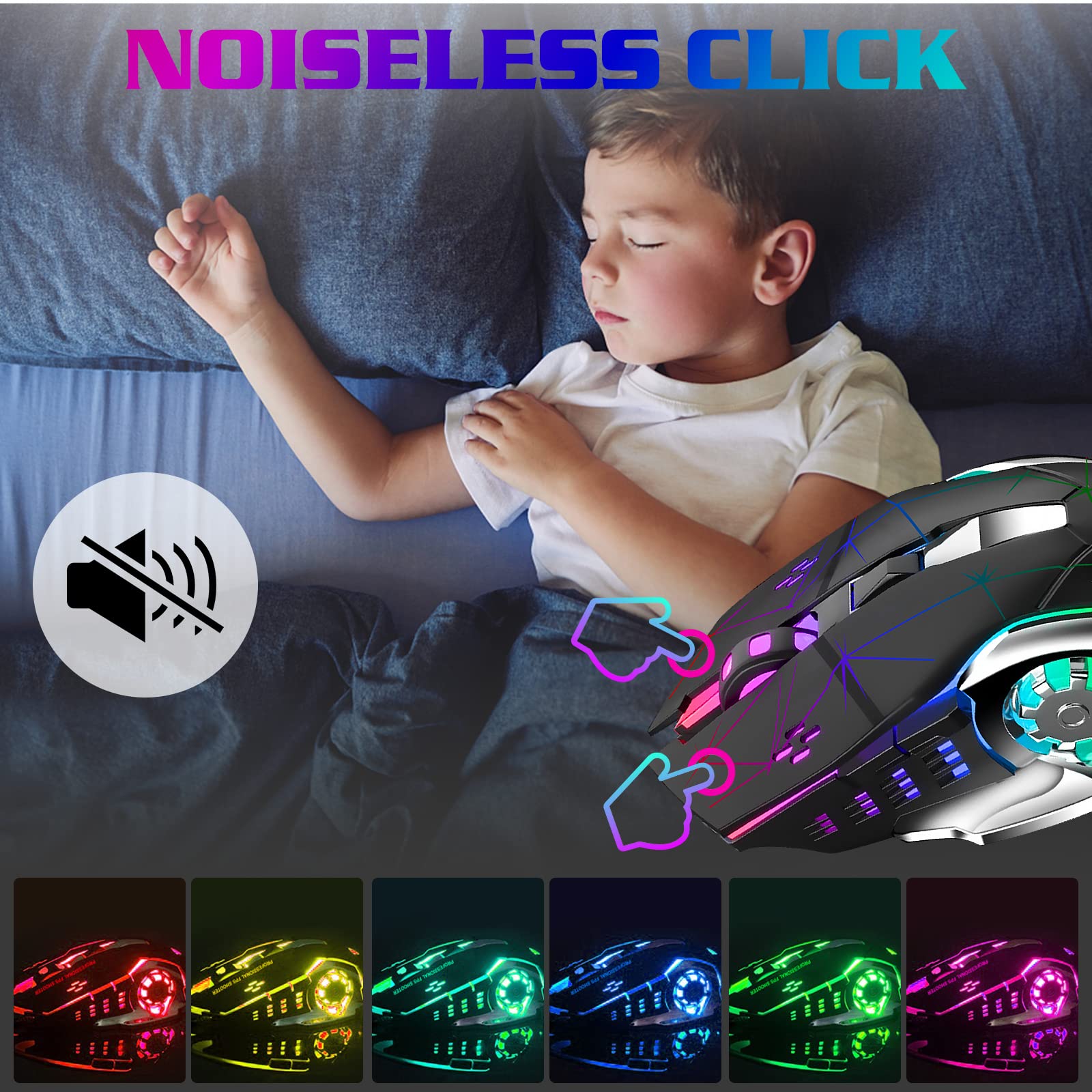 UrbanX Bluetooth Mouse - Rechargeable Wireless Mouse with Tri-Mode (BT 5.0/4.0 + 2.4GHz), 3 Adjustable DPI Settings, Ergonomic Silent Optical Mouse for HP Omen 16 Gaming Laptop - Purple & Black | Perfect for Office, Gaming & Travel Use