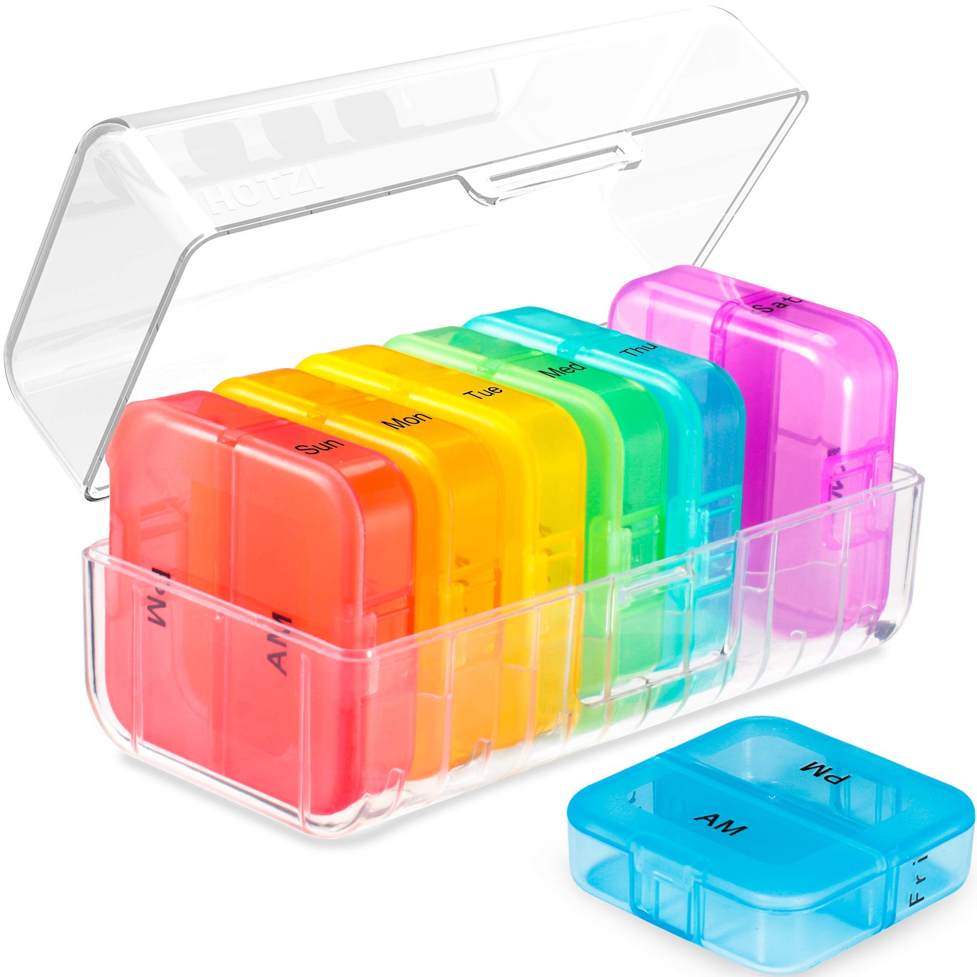 Daviky Weekly Pill Organizer - 7 Day AM/PM Pill Box for Vitamins & Medications, Large Travel Pill Case with 14 Compartments (2 Times Daily) - Perfect for Daily Supplements, Travel, and Medication Management