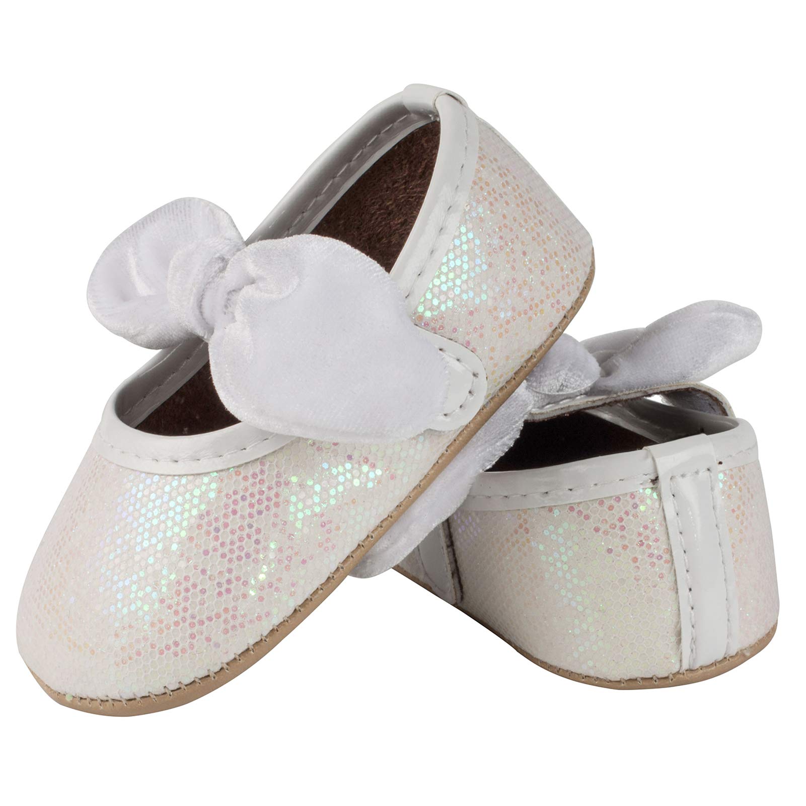 Baby Girls Mary Jane Flats - Anti-Slip Rubber Sole Bow Dress Shoes for Toddlers | Princess Style First Walkers for Special Occasions & Daily Wear