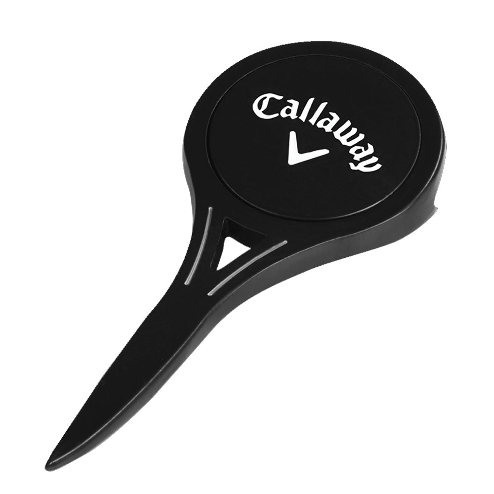 Callaway Odyssey Single Prong Black Golf Divot Tool - Premium Ball Mark Repair Tool for Greens, Perfect for Golf Course Use & Practice