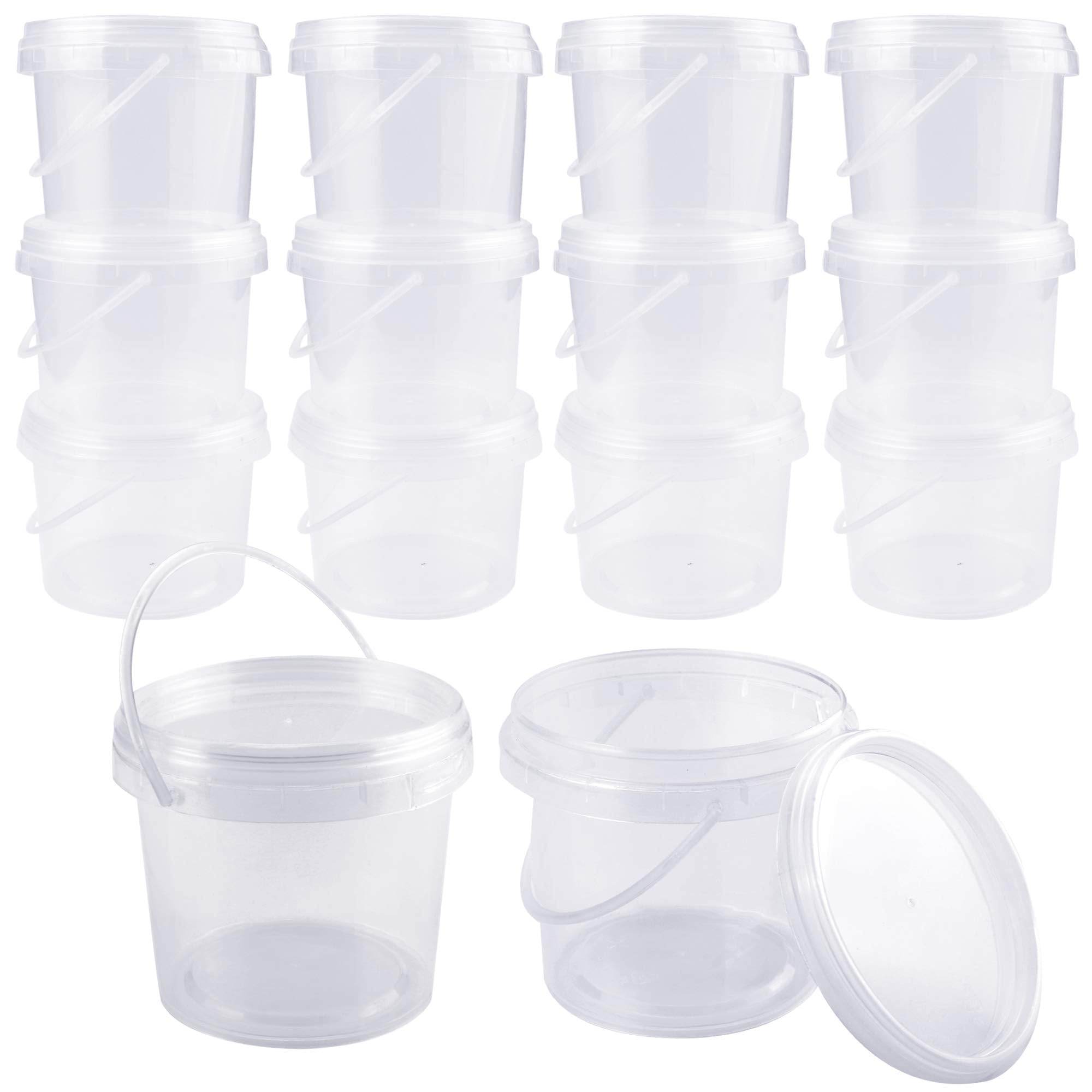 Augshy 15 Pack 8 oz Slime Containers with Lids & Handles - Mini Toy Storage Case for Kids DIY Slime, Play Dough, Crafts & School Supplies Organization