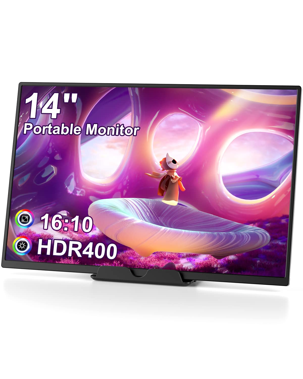 14 Inch Portable USB-C Monitor - 1080P FHD Dual Type-C External Display with FreeSync for Laptop, PC, Mac, Phone, Surface, Xbox, PS4 & Nintendo Switch | Perfect for Gaming, Work & Travel