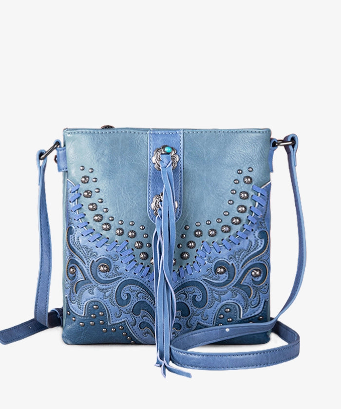 Montana West Embroidered Studded Crossbody Bag for Women - Stylish Leather Shoulder Purse for Daily Use, Travel & Shopping