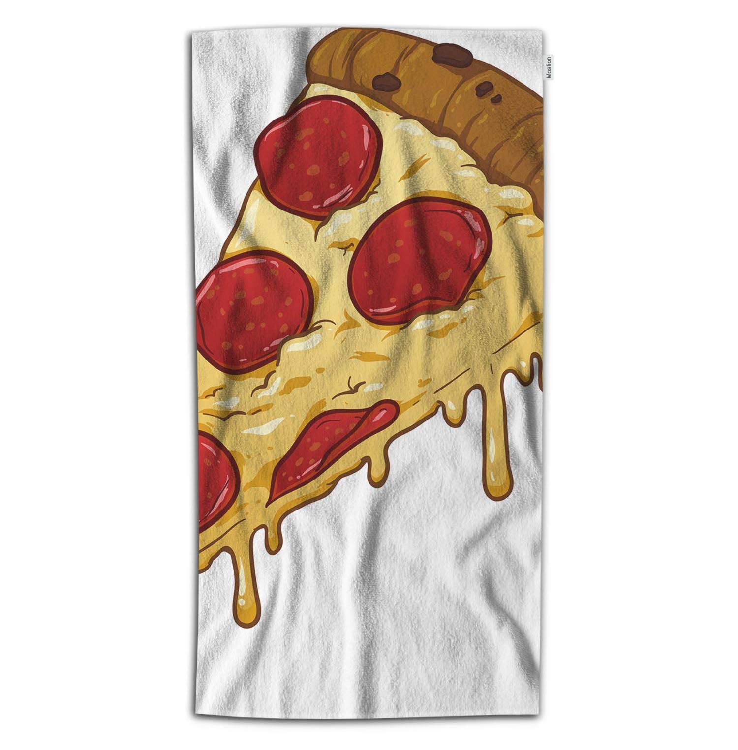 Soft Microfiber Pizza Bath Towel - Italian Food Design with Cheese, Red Tomato & Sausage - 32x64 Inch Large Bath & Beach Towel for Kids, Baby & Adults - Perfect for Bathroom, Pool, Spa & Summer Outings