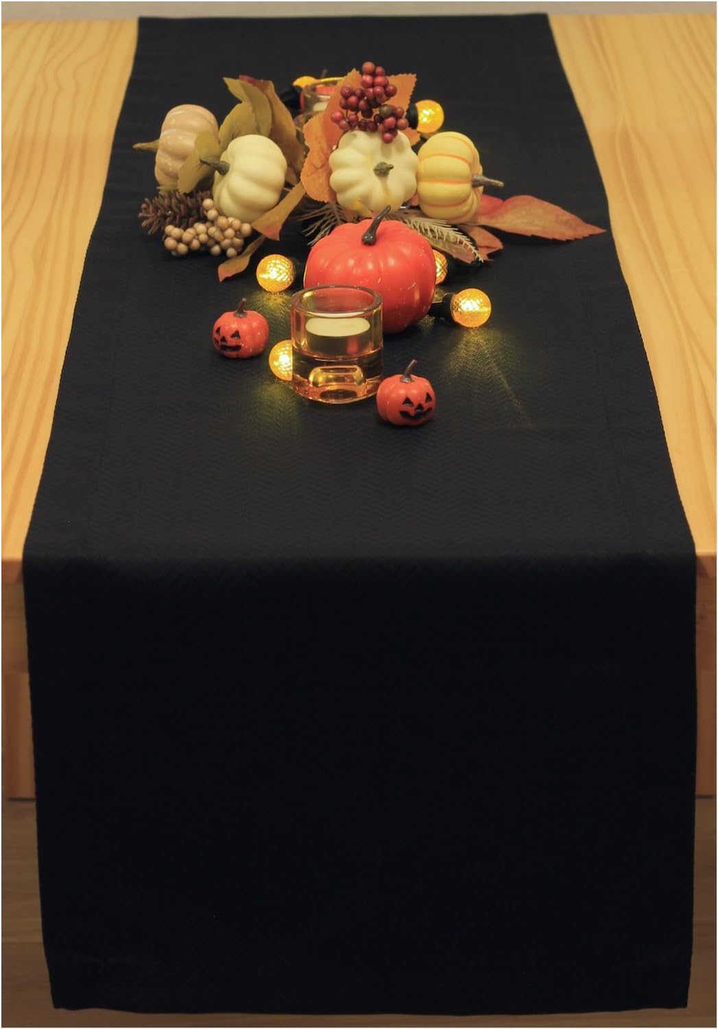 144-Inch Black Table Runner - Wrinkle-Free Waterproof Long Tablecloth for Outdoor Dining, Coffee Tables & Dressers | Perfect for Dinner Parties, Weddings, Easter & Mother's Day Decor | Elegant Home & Event Decoration