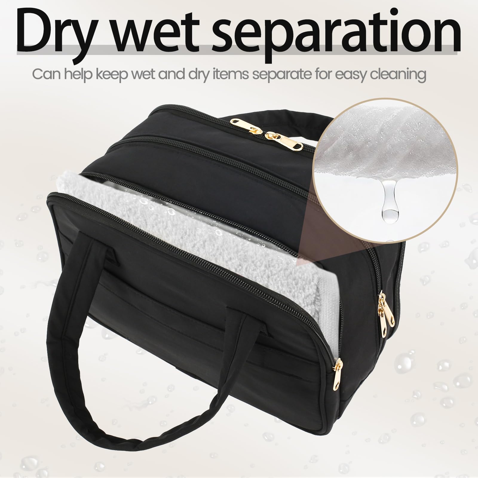 Waterproof Wet & Dry Makeup Organizer Bag - 2-Way Zipper Cosmetic Travel Bag with Handle, Large Capacity Toiletry Bag for Women | Perfect for Travel, Gym & Daily Use