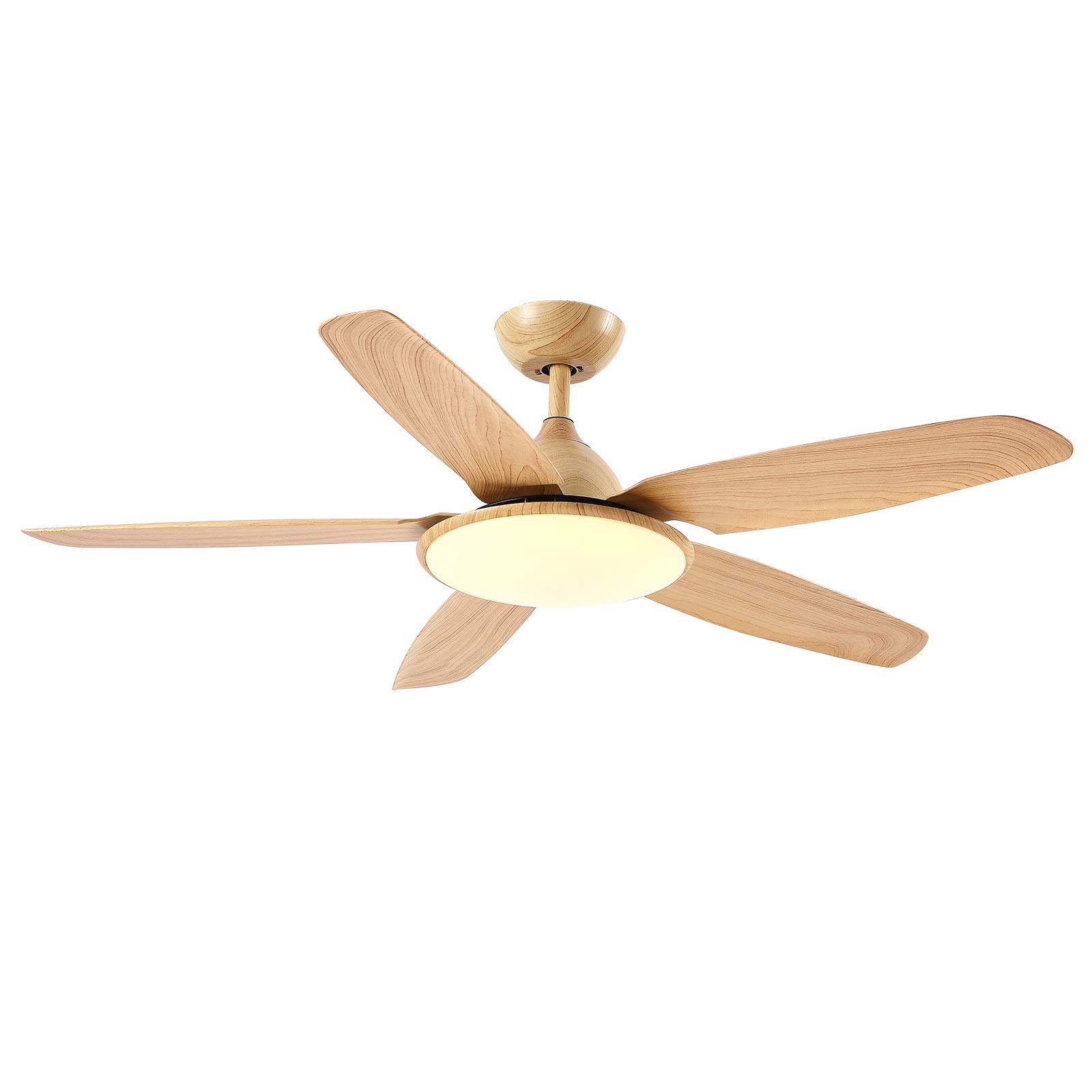 52 Inch Smart Ceiling Fan with Light - Remote Control, 6 Speeds, Reversible Blades, Color Changing ABS Wood Design - Perfect for Living Room, Dining Room, Kitchen & Bedroom