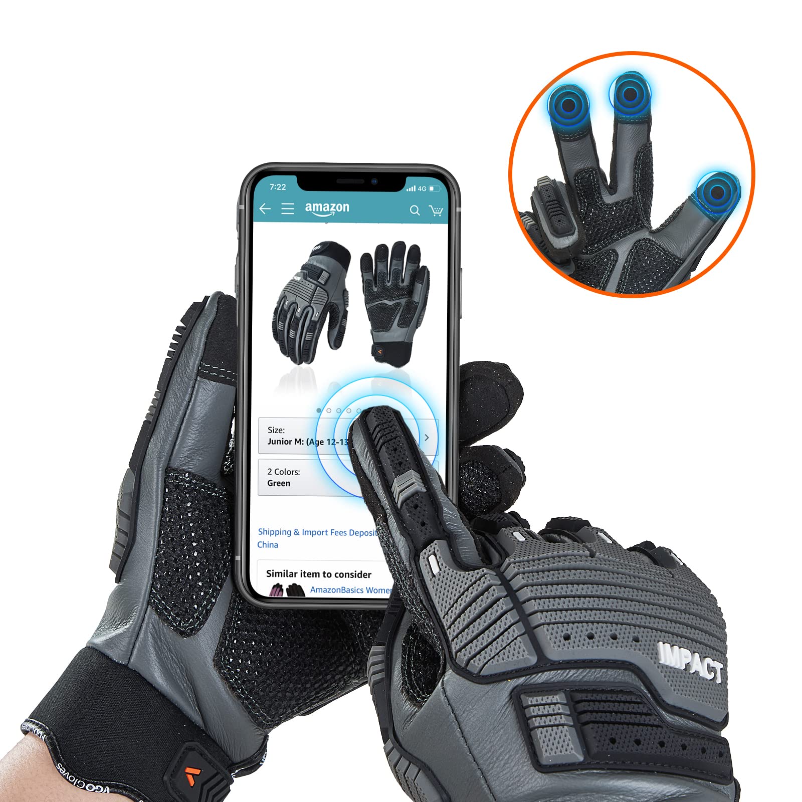 Vgo Heavy Duty Leather Work Gloves for Mechanics - Water Resistant, Impact Resistant & Anti-Vibration Safety Gloves (CA7722WR) - Perfect for Construction, Auto Repair & Outdoor Work