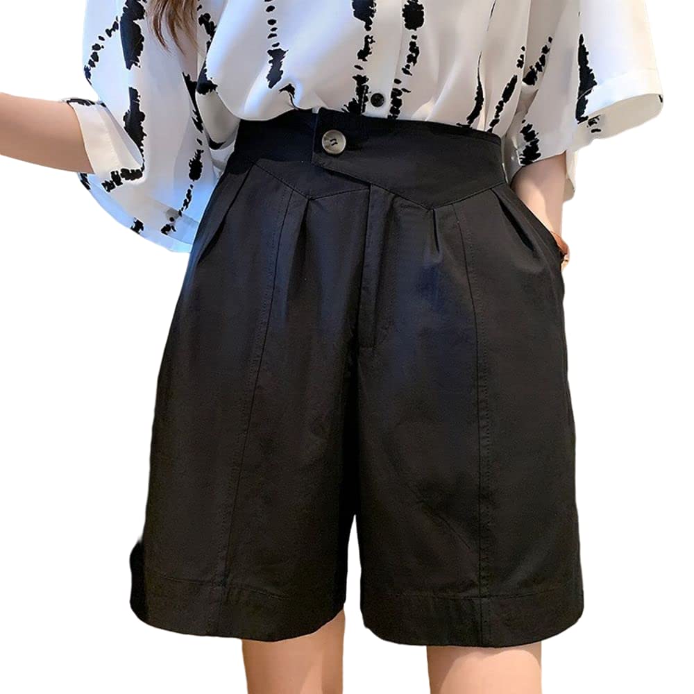WROLEM Women's Summer Shorts - Elastic Waist Casual Bermuda Shorts with Button for Outdoor Activities, Travel & Beach Wear