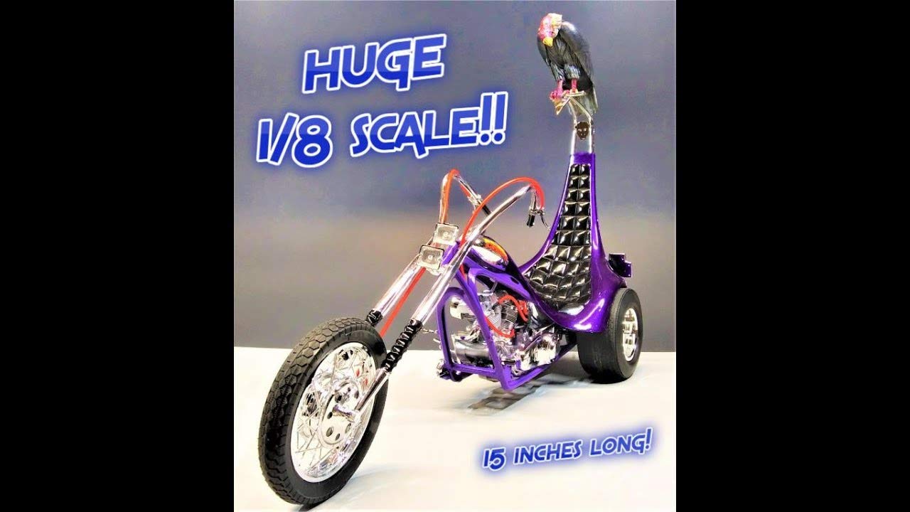 Atlantis AMCM224 1/8 Scale King Chopper II Trike Tom Daniel Model Kit - Classic Motorcycle Building Set for Collectors & Hobbyists - Perfect for Display, Gifts & DIY Projects