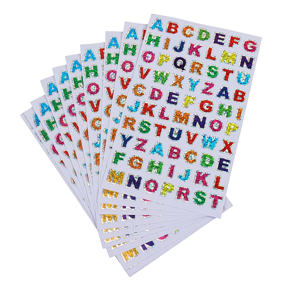 UTENEW 20 Sheets Glitter Alphabet Stickers - Shiny Self-Adhesive Letter Stickers for Scrapbooking, Art Crafts, Greeting Cards & DIY Projects - Perfect for Journals, Planners, and Home Decor