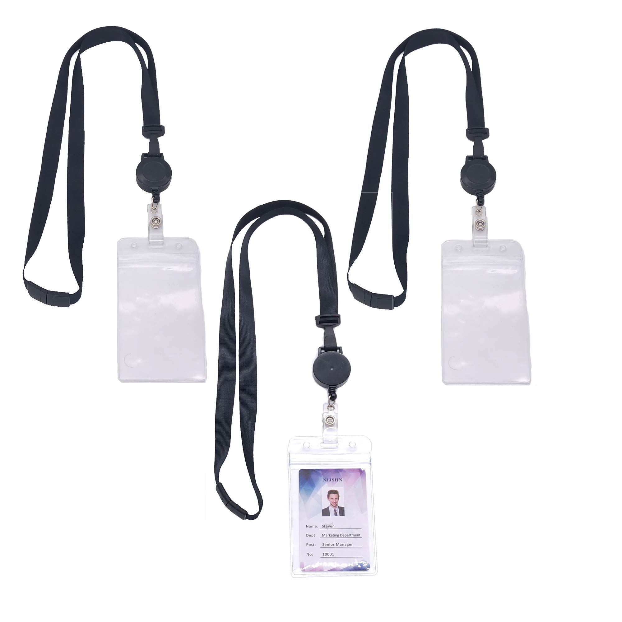 Heavy Duty Retractable Badge Lanyards with ID Holders for Work & Events