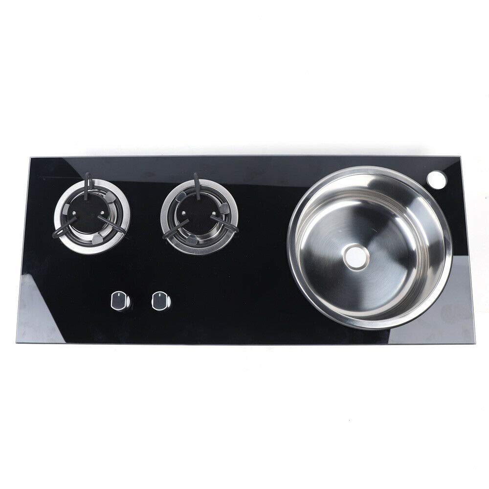 LOYALHEARTDY RV Gas Stove Cooker - 2 Burner High Efficiency Gas Cooktop with Sink Combo (GR-216B) for RV, Boat, Caravan & Outdoor Camping - Perfect for Road Trips, Off-Grid Living & Tiny Home Cooking