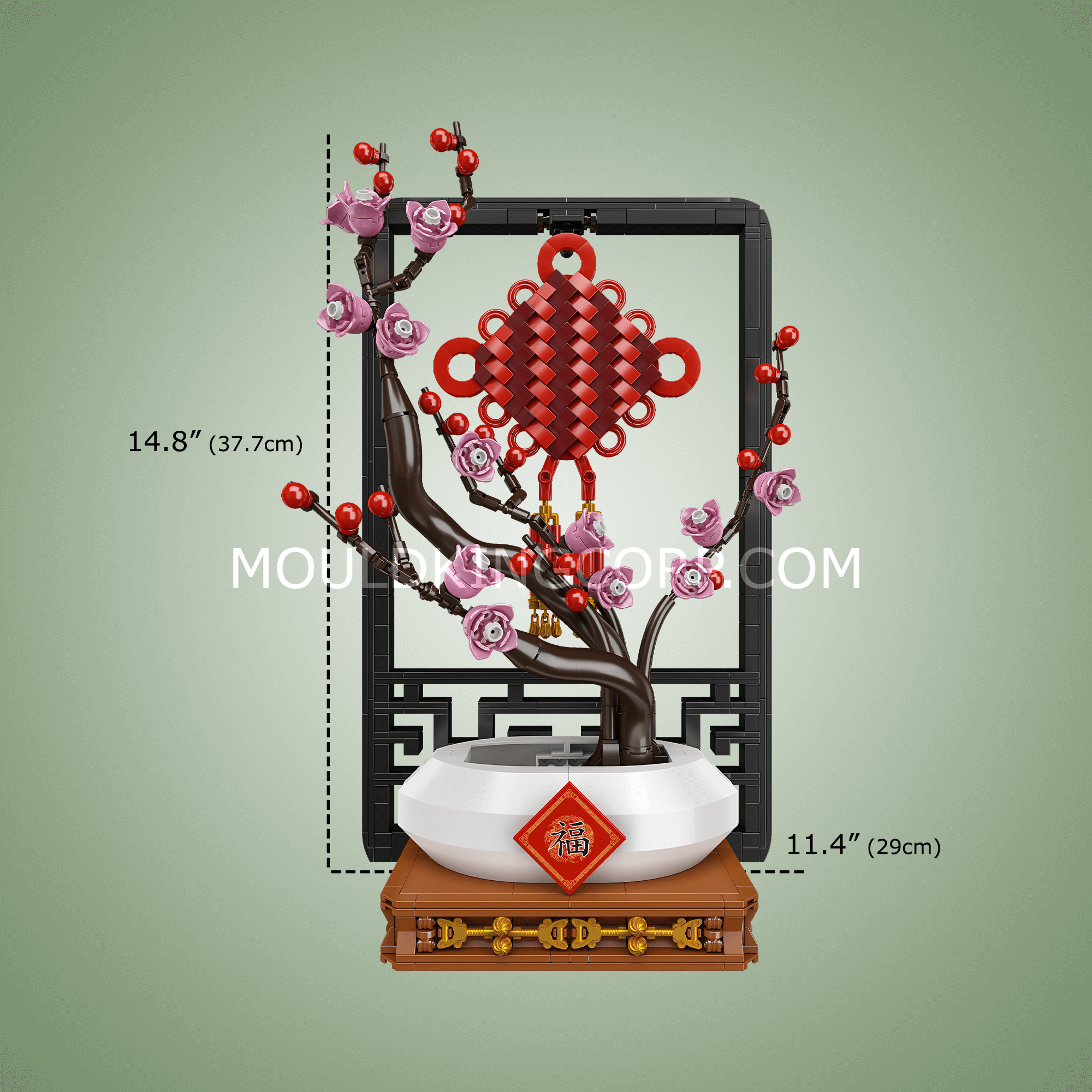 Mould King 10014 Chinese Knot Potted Plum Blossom Building Blocks Set | 1,078 PCS DIY Creative Model Kit for Home Decor & Gift | Perfect for Adults & Teens Relaxation & Display