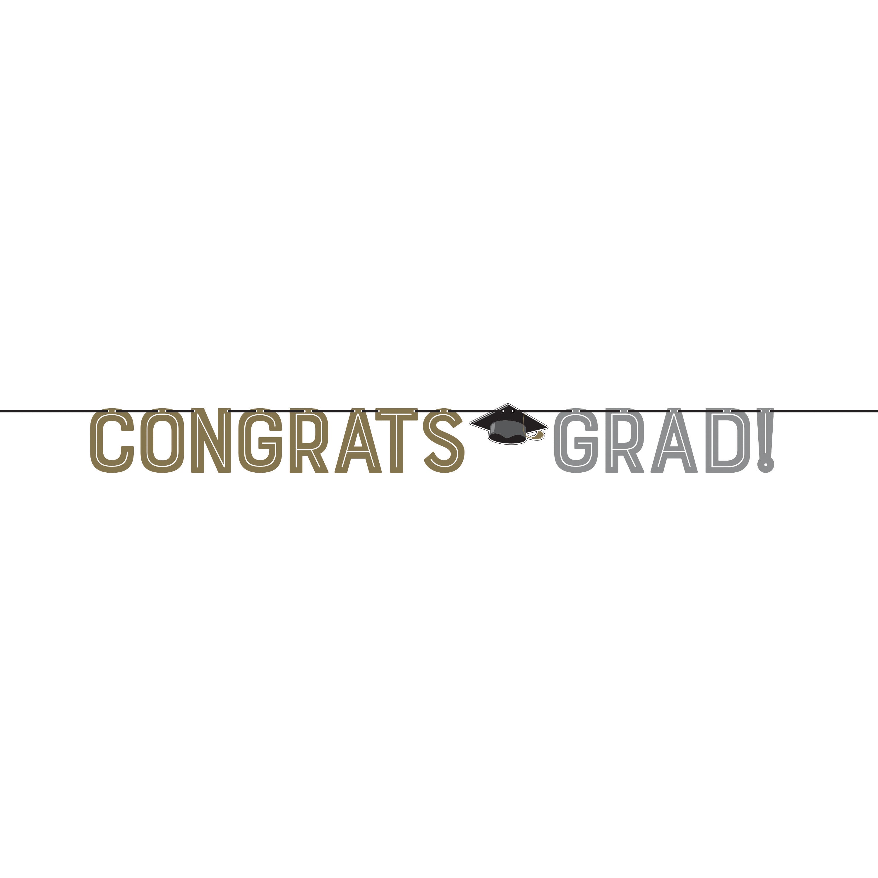 12-Piece Bulk Graduation Glamour Ribbon Decorated Shaped Banners - Perfect for Graduation Parties, School Events & Photo Backdrops