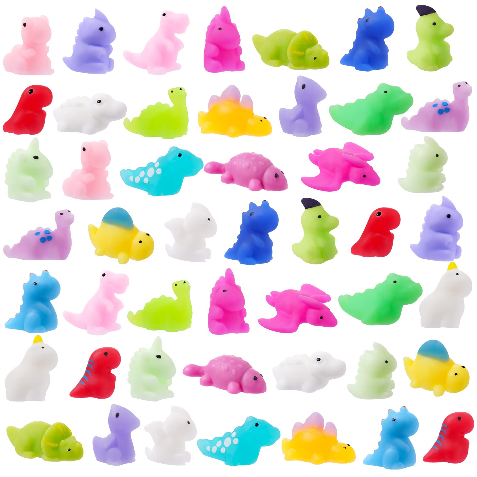 Wellvo 48 Pack Dinosaur Squishy Toys - Stress Relief Animal Party Favors for Kids, Halloween Goodie Bag Fillers, Classroom Prizes & Christmas Stocking Stuffers - Fun Sensory Toys for Pinatas, Party Games and Relaxation Play