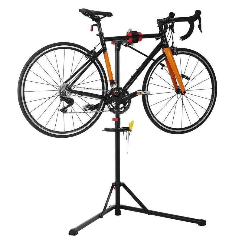 Stanz (TM) Adjustable Bike Repair Stand for E-Bikes, Mountain Bikes, Road Bikes & Fat Tire Bikes - Heavy Duty 55 LBS Capacity with Tool Tray - Perfect for Home Garage, Bike Shops & Outdoor Maintenance