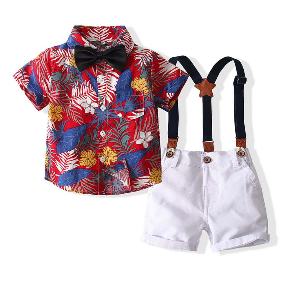 EFINNY Baby Boy Outfit Set - Floral Short Sleeve Shirt & Matching Shorts, Hawaiian Style Summer Clothes for Toddlers | Perfect for Beach Vacations, Family Photos & Casual Playdates
