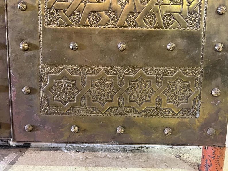 Handmade Designer Gold Moroccan Royal Double Door - Elegant Home Decor for Living Room, Bedroom & Entryway