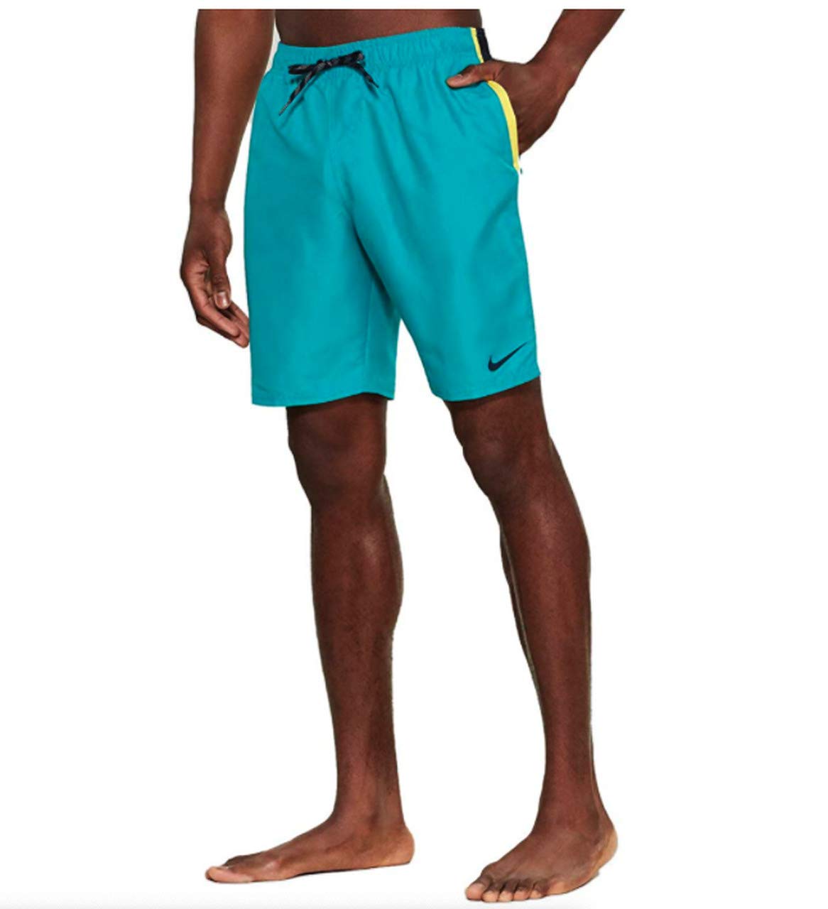 Nike Men's Logo Side Stripe Swim Shorts - Medium Size Quick-Dry Beach Shorts for Swimming, Surfing & Summer Vacation