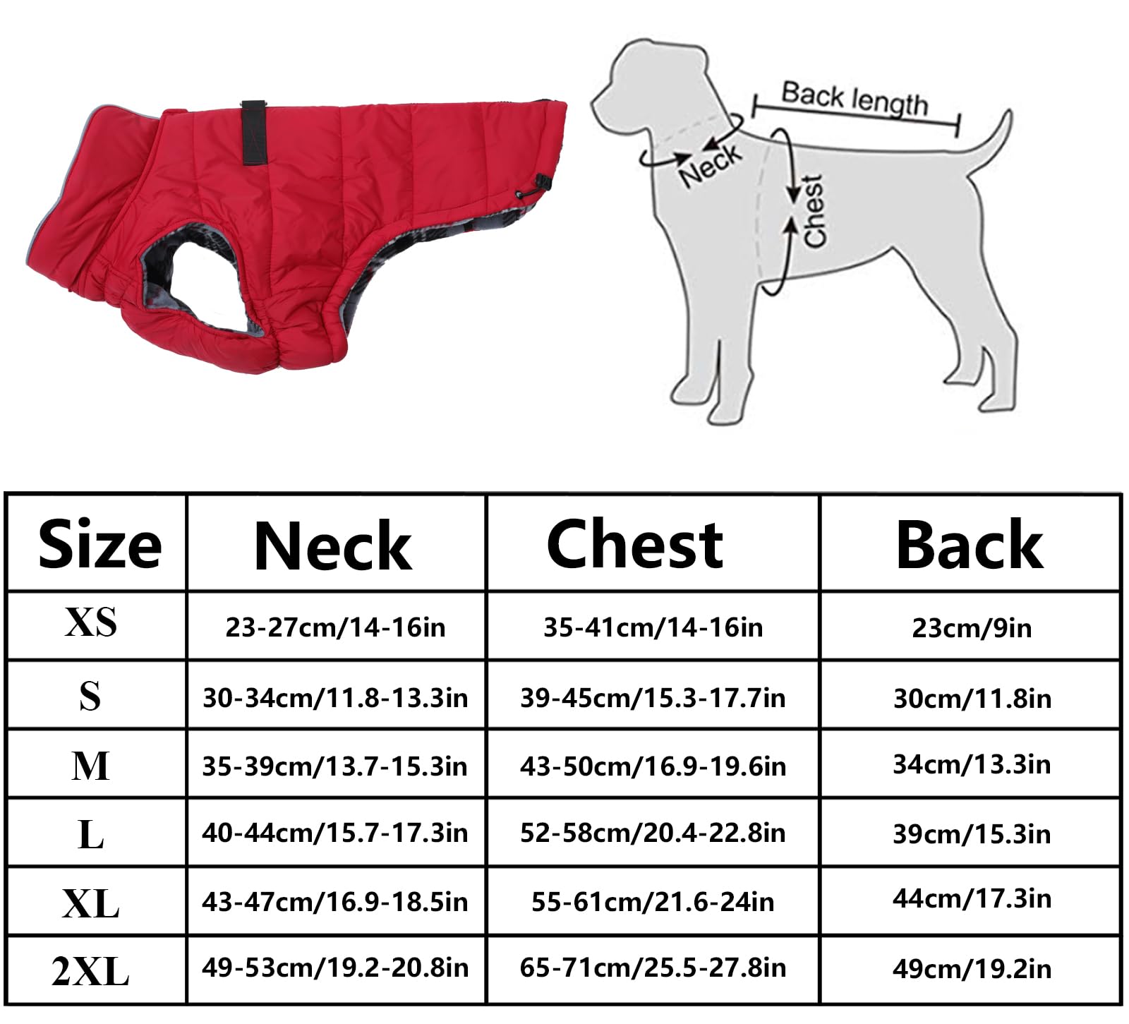 Geyecete Dog Winter Warm Coat - Windproof & Snowproof Pet Jacket for Small, Medium & Large Dogs - Red - Perfect for Outdoor Adventures & Cold Weather Protection