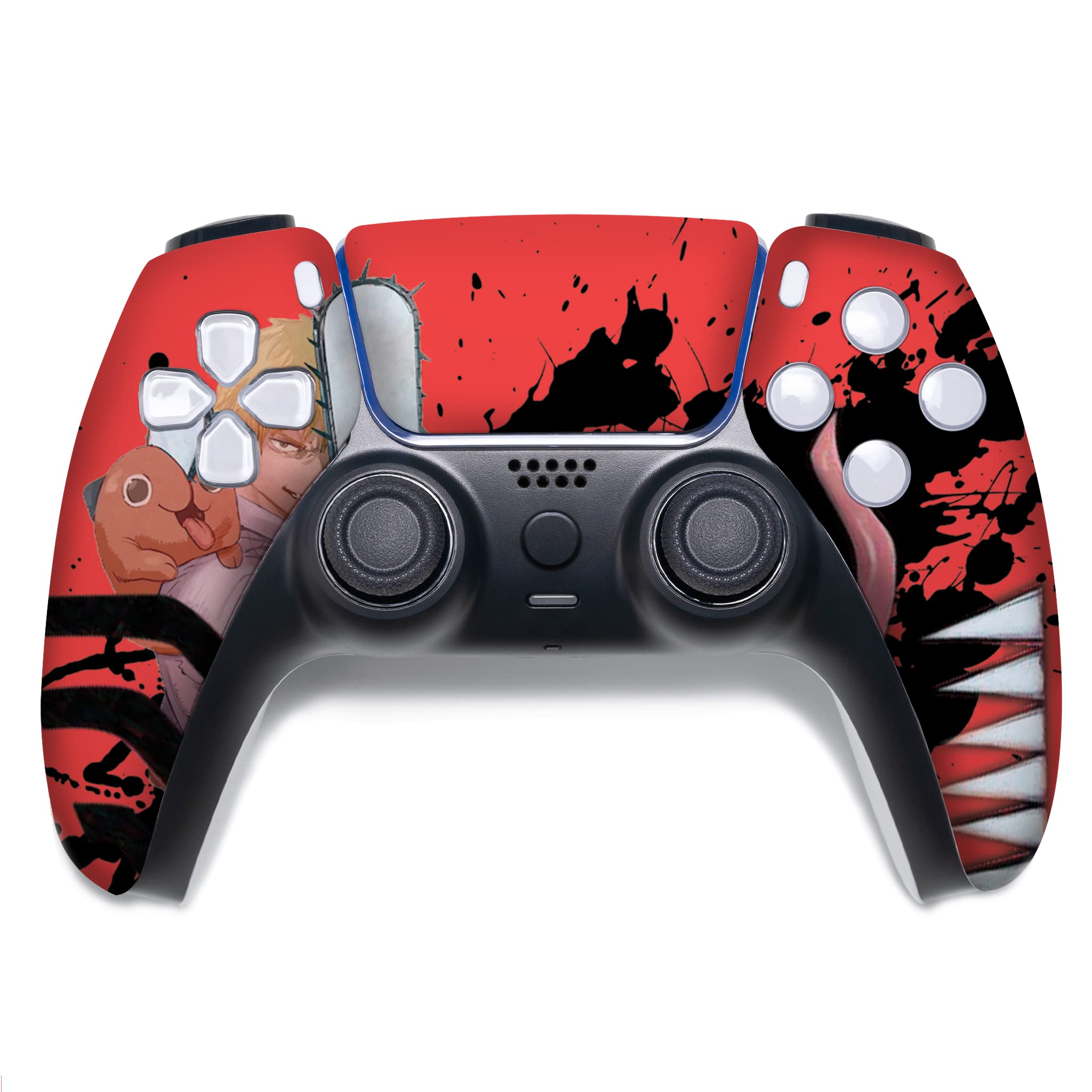 Custom Wireless PS5 Controller for PlayStation 5 - Chainsaw Men Themed Hydro-Dip Design | Officially Licensed & Proudly Made in USA | Durable Permanent Printing (Not Just a Skin) | Perfect for Gaming Enthusiasts & Anime Fans