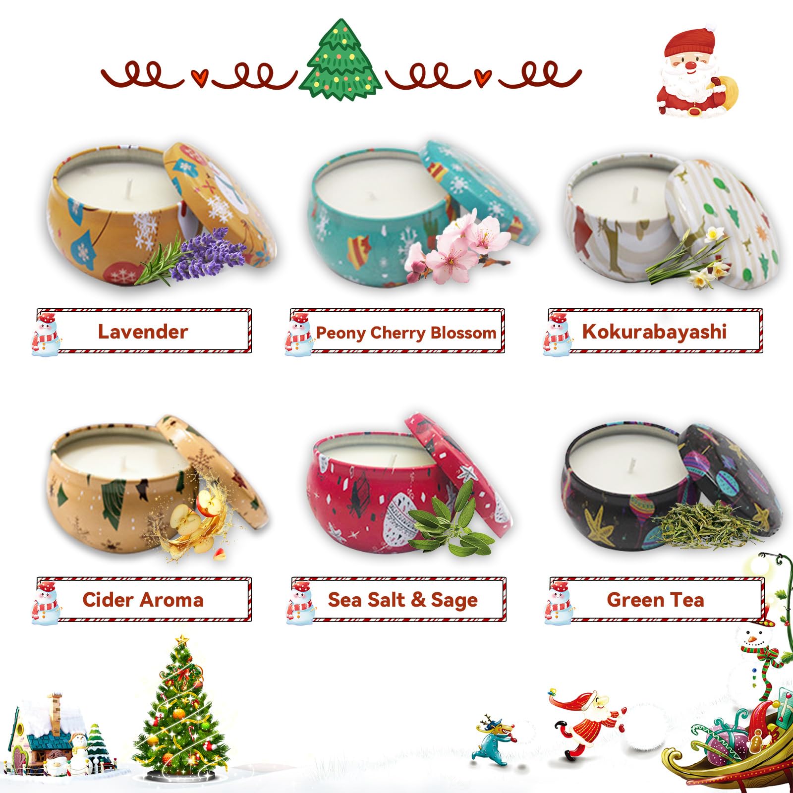 12 Pack Christmas Scented Candles Gift Set - 2.5oz Natural Soy Wax Aromatherapy Candles with Holiday Fragrance, Perfect Holiday Gifts for Women, Friends & Family - Great for Home Decor, Relaxation & Christmas Party Decorations