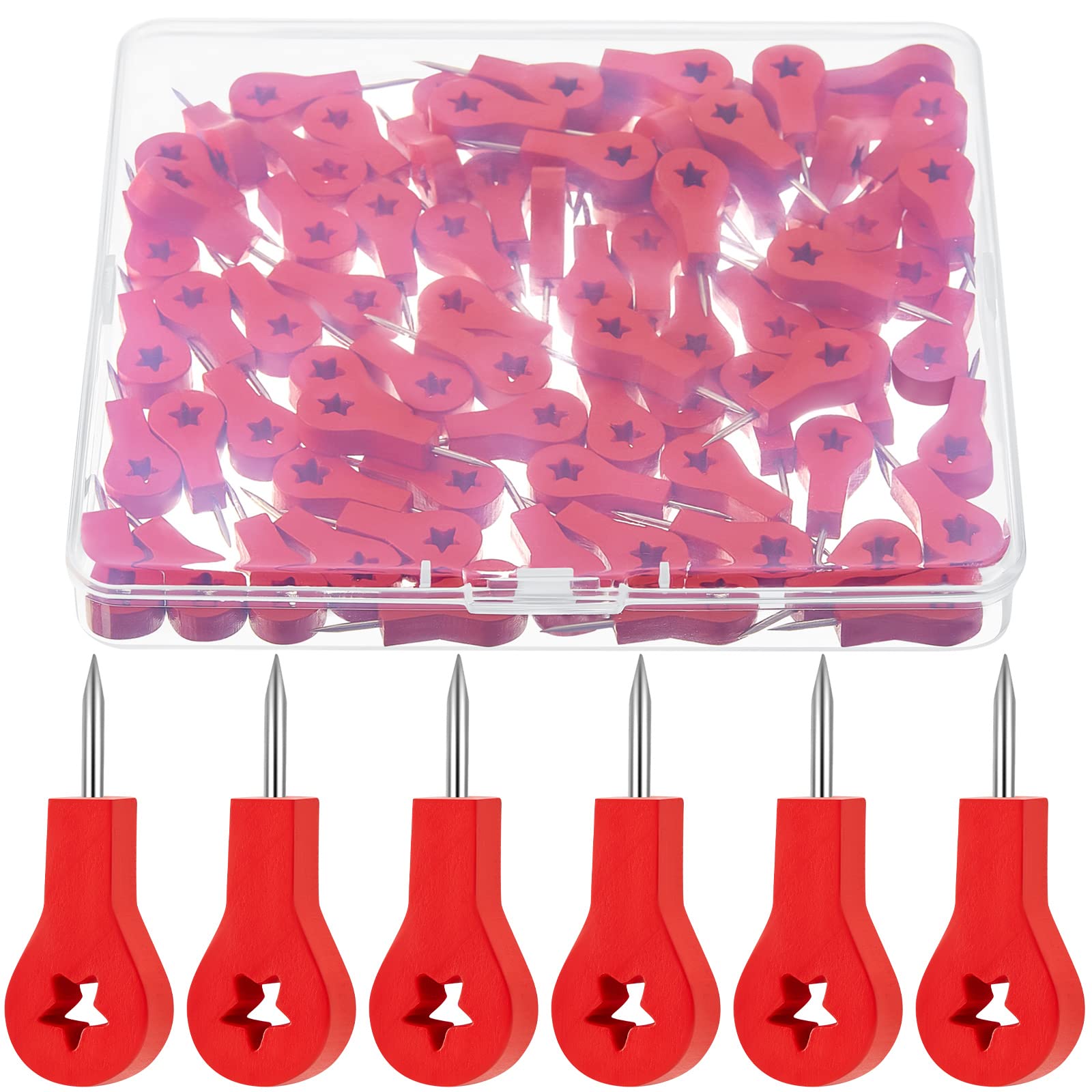 80-Piece Wooden Star Push Pins for Maps - Decorative Thumb Tacks for Travel Maps, Bulletin Boards, Photo Displays & Wall Art - Perfect for Home Office, Classroom & DIY Projects