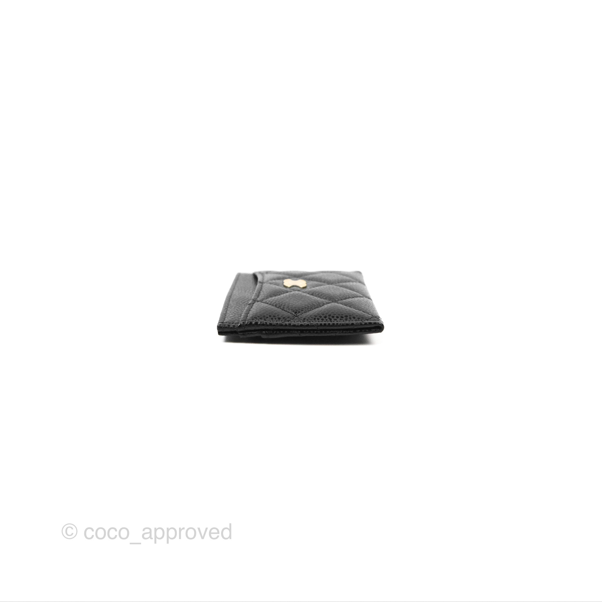Chanel Classic Flat Card Holder Wallet - Black Caviar Leather with Gold Hardware - Perfect for Everyday Use & Gift Giving
