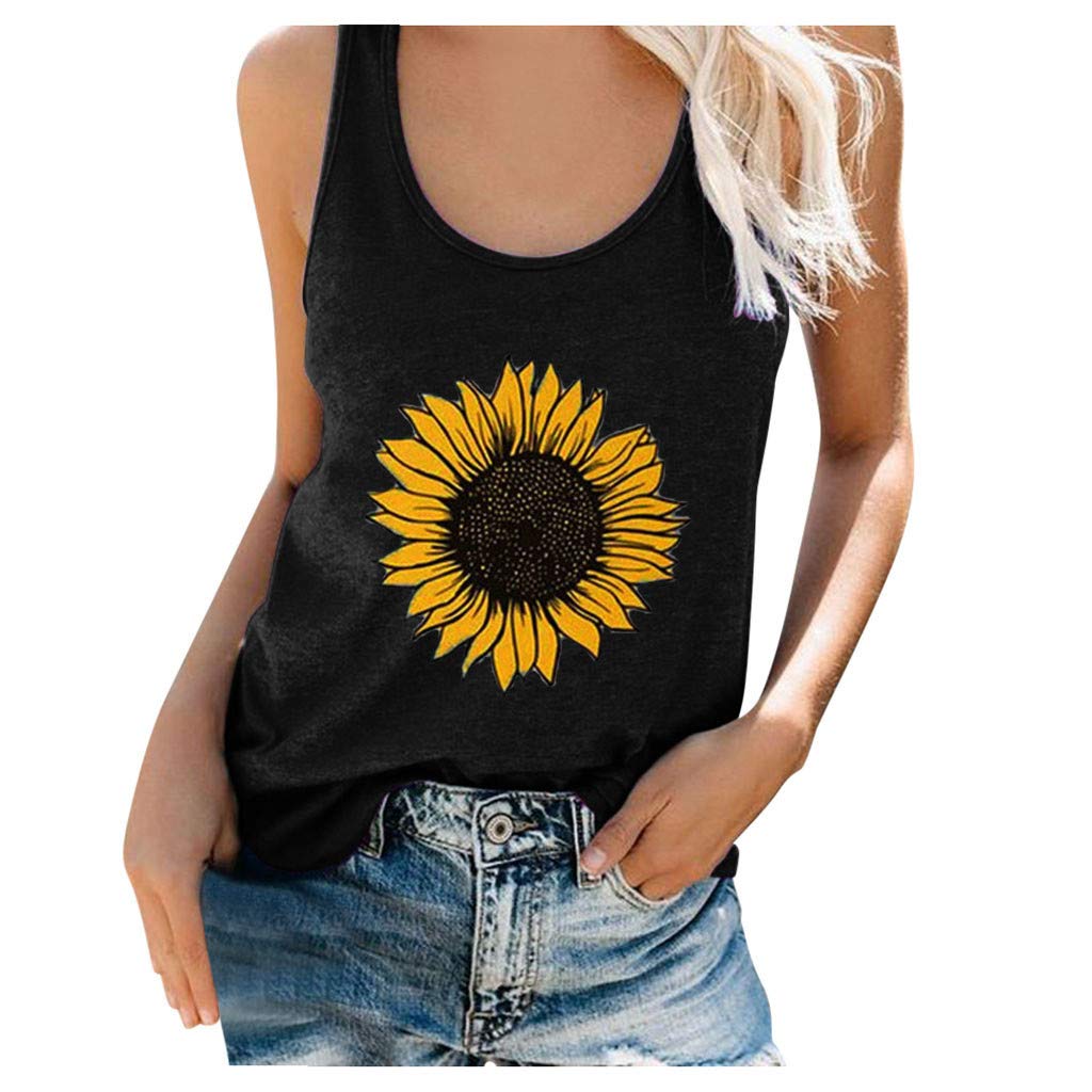 Vedolay Women's Fashion Graphic Printed Sleeveless Crop Tank Top - Soft Loose Fit Comfortable Summer Blouse for Casual Wear, Gym, Beach & Outdoor Activities
