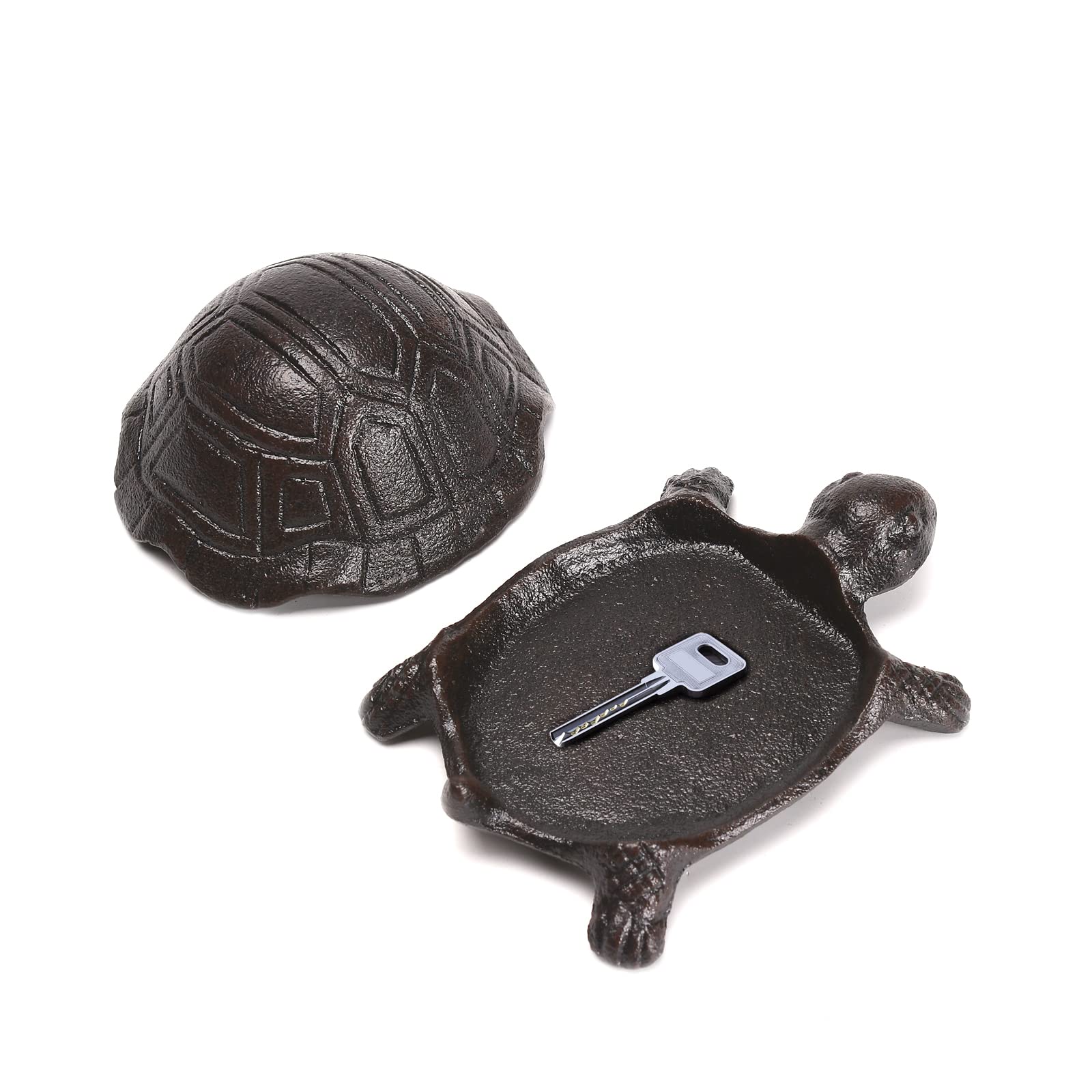 BRASSTAR Cast Iron Turtle Key Holder Box - 4.4 Inch Outdoor Garden Decor, Indoor Jewelry Organizer for Keys, Earrings, Rings & Small Accessories | Perfect for Home, Office & Gift Giving
